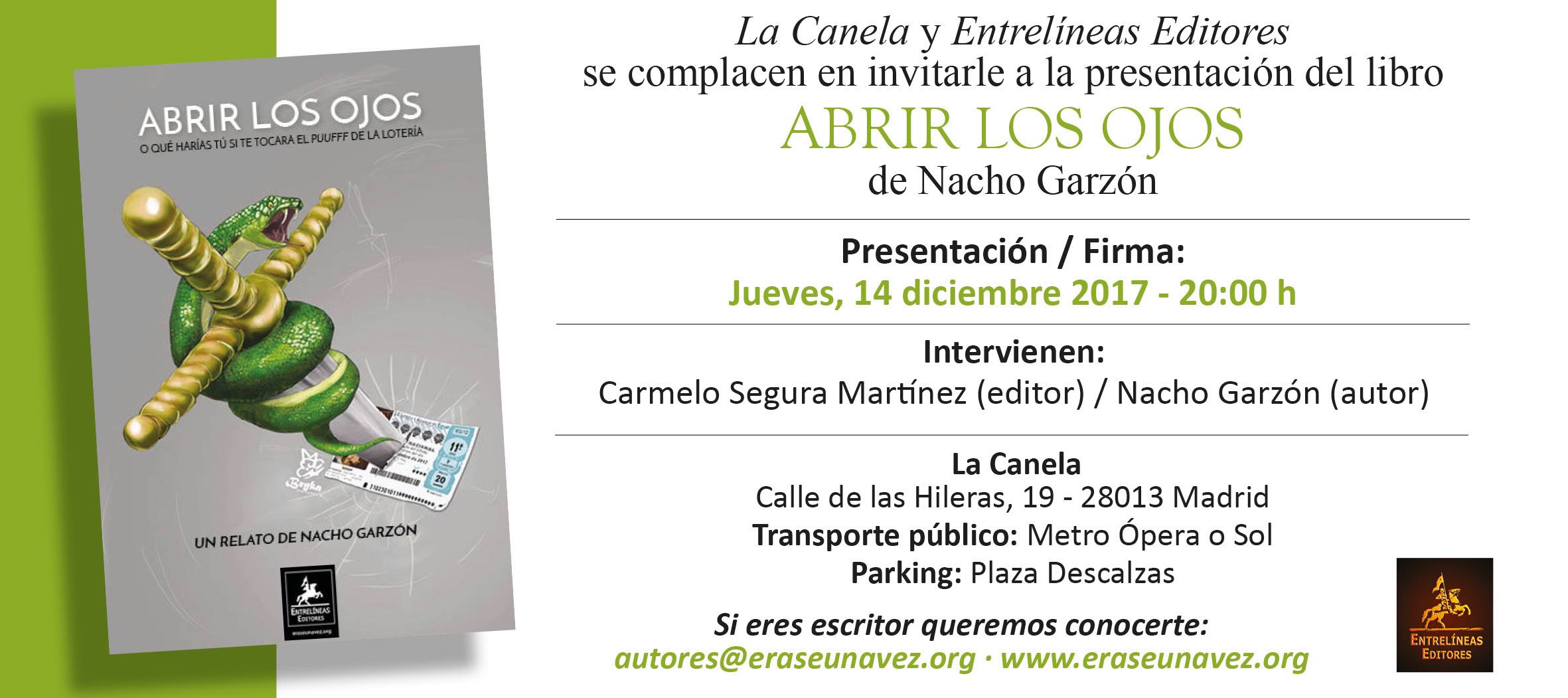 Fecha y portada de la presentación del libro